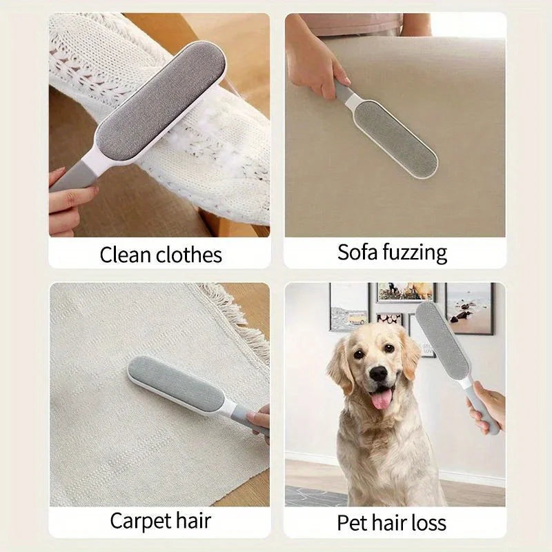 Double-sided manual electrostatic pet hairbrush