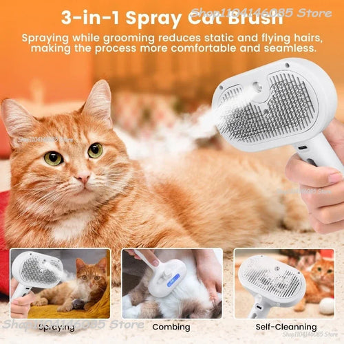 Dog Spray Hair Comb, Pet Steam Massage Brush
