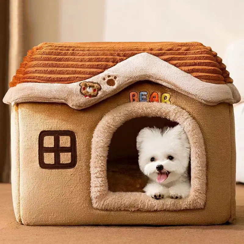 Cute Pet House with Foldable Soft Pet Bed