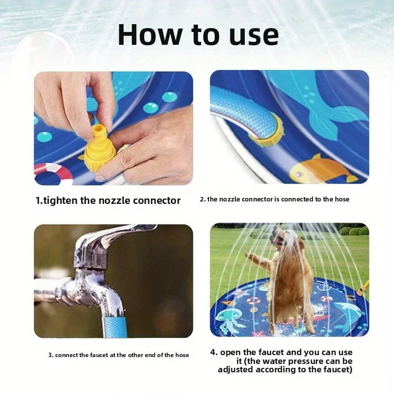 Outdoor Summer Pet Swimming Pool – Inflatable Water Sprinkler Play Mat