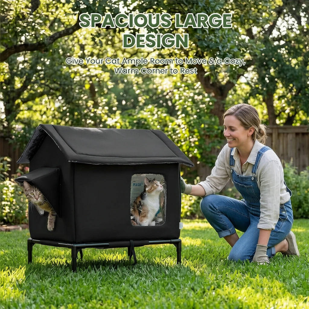 Elevated Pet House-Bed Moisture-Proof Design Cat House Weatherproof
