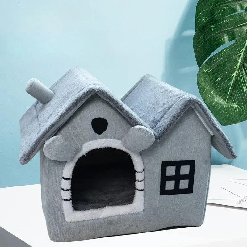 Foldable Doghouse Kennel Bed Mat for Small Medium Dogs Cats Winter Warm