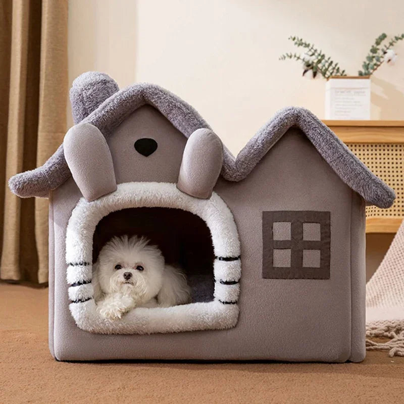 Foldable Doghouse Kennel Bed Mat for Small Medium Dogs Cats Winter Warm