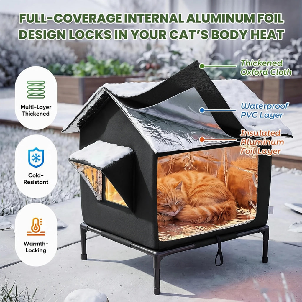 Elevated Pet House-Bed Moisture-Proof Design Cat House Weatherproof