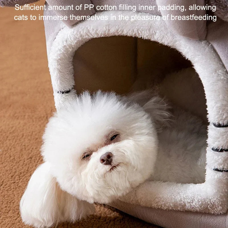 Foldable Doghouse Kennel Bed Mat for Small Medium Dogs Cats Winter Warm