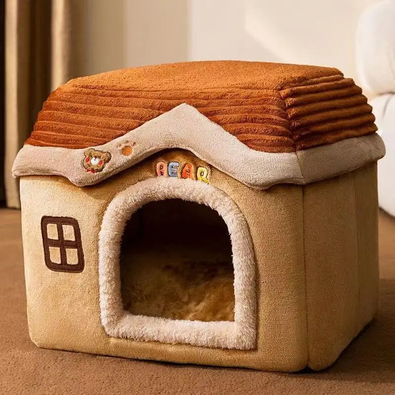 Cute Pet House with Foldable Soft Pet Bed