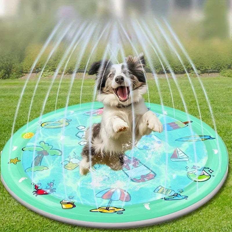Outdoor Summer Pet Swimming Pool – Inflatable Water Sprinkler Play Mat