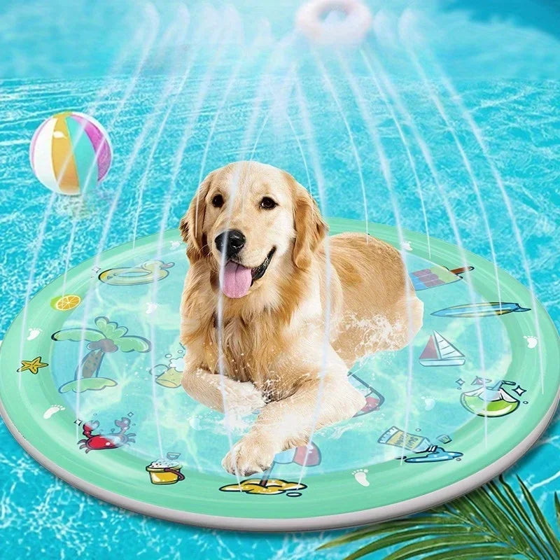 Outdoor Summer Pet Swimming Pool – Inflatable Water Sprinkler Play Mat