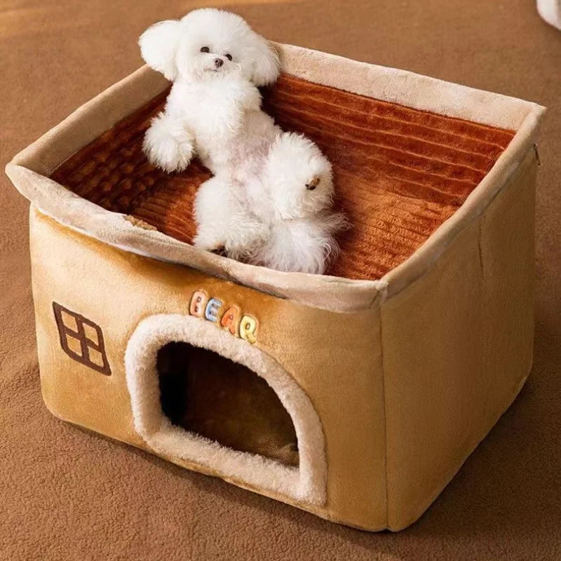 Cute Pet House with Foldable Soft Pet Bed