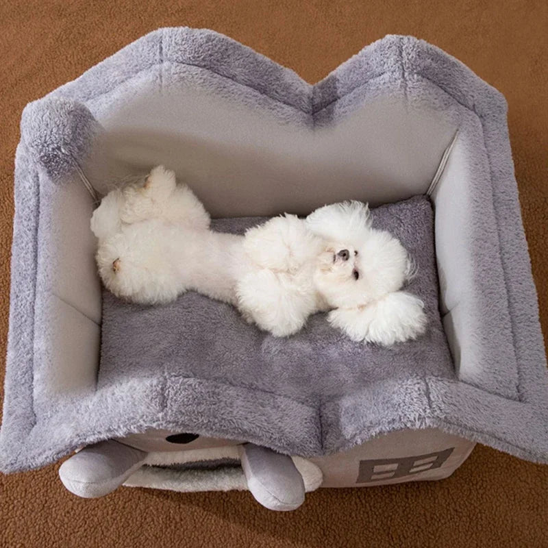 Foldable Doghouse Kennel Bed Mat for Small Medium Dogs Cats Winter Warm